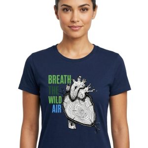 Glamrhi Women Cotton Regular Fit Round neck, Half Sleeve Breathe the Wild Air t-shirt