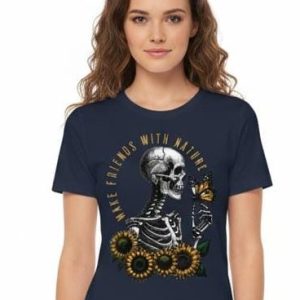 "Glamrhi Women Cotton Regular Fit Round neck, Half Sleeve "Nature’s Requiem"" Tshirt"