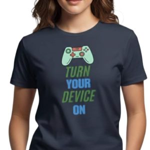 ​Glamrhi Women Cotton Regular Fit Round neck, Half Sleeve Casual "Turn Your Device On" Gamer T-Shirt