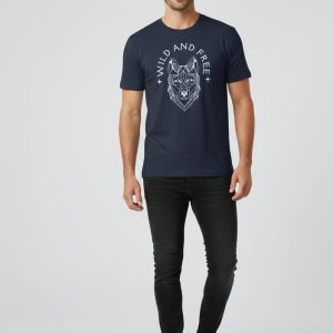Glamrhi Men Cotton Regular Fit Round neck, Half Sleeve wild wolf t-shirt