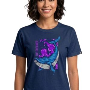 Glamrhi women  Cotton Regular Fit Round neck, Half Sleeve the dreamer whale t-shirt