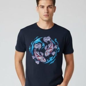 Glamrhi Men Cotton Regular Fit Round neck, Half Sleeve Koi Harmony t-shirt