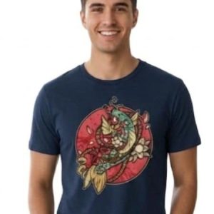Glamrhi men Cotton Regular Fit Round neck, Half Sleeve Raging koi fish shirts