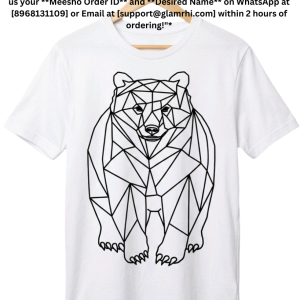 Hand-Embroidered Geometric BEAR T-Shirt (Customizable)
