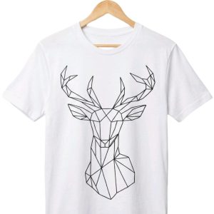 Hand-Embroidered Geometric dear T-Shirt (Customizable)