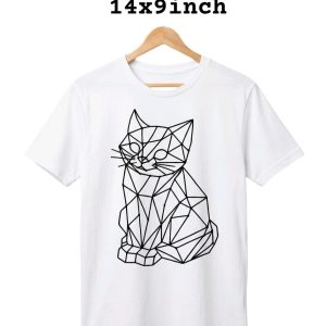 Hand-Embroidered Geometric CAT T-Shirt (Customizable)