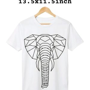 Hand-Embroidered Geometric ELEPHANT T-Shirt (Customizable)