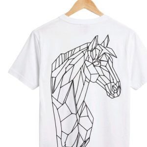 Hand-Embroidered Geometric HORSE T-Shirt (Customizable)