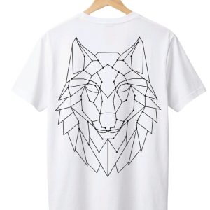 Hand-Embroidered Geometric WOLF T-Shirt (Customizable)